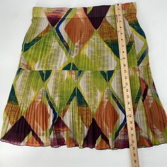Sunny Taylor Petite Size PXL Skirt Colorful Pleated with Ruffle Hem - Picture 3 of 6